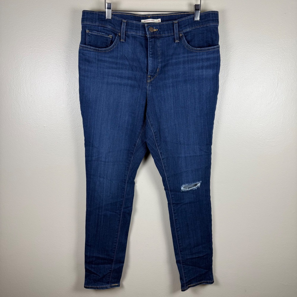 Levi's Women's 32 311 Shaping Skinny Jeans Dark Wash Distressed Knee